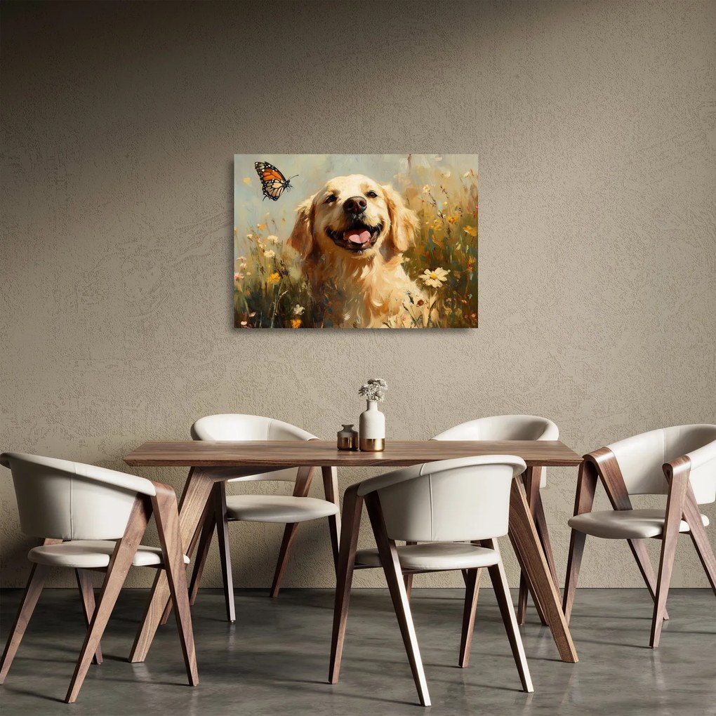 Üveg kép - Boldog kutyus (70x50 cm)