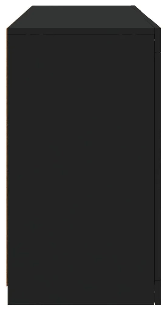 fekete tálalószekrény LED-világítással 123 x 37 x 67 cm