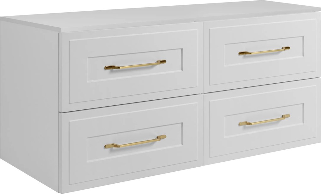 Fürdőszoba szekrény mosdó alá akasztható fehér 160 Cm előlap keret Mdf Asztallap