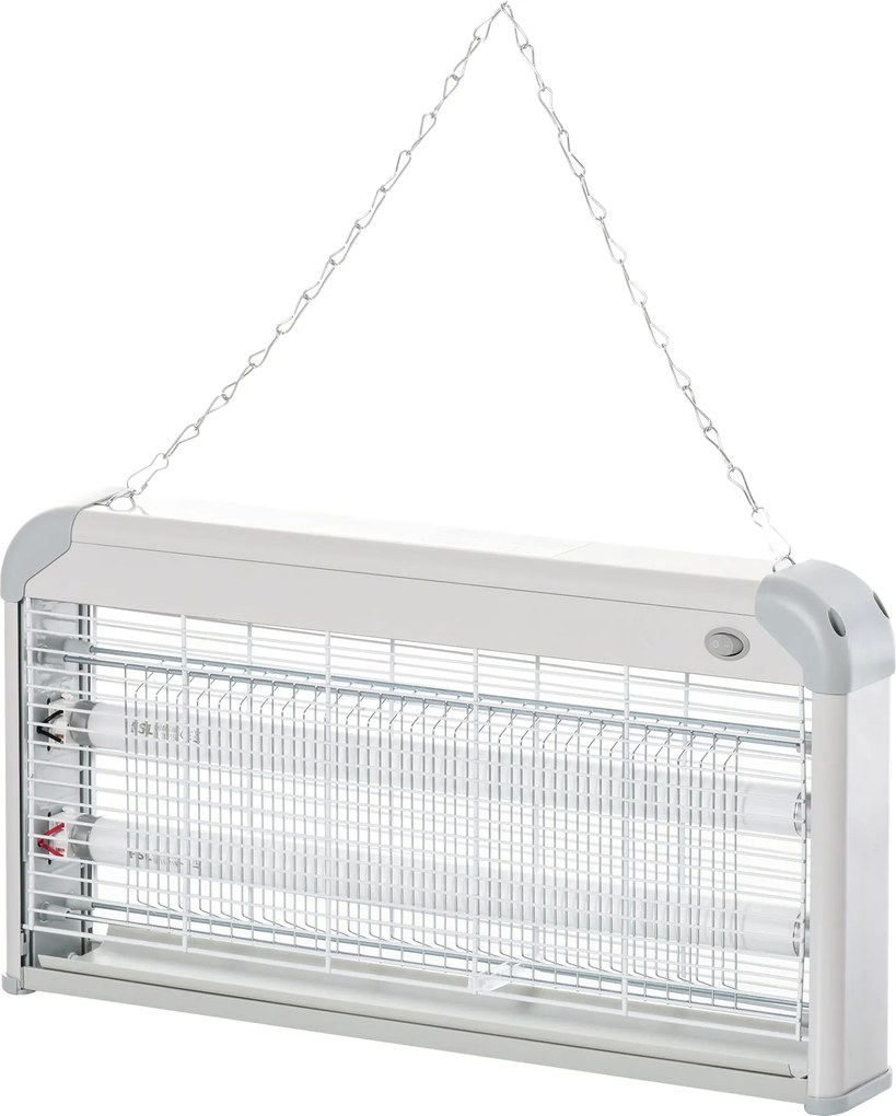 Outsunny Elektromos Rovarriasztó Lámpa 30W Elektromos Legyeltávolító Belső UV Fénnyel 60 m²-ig Kert Terasz Patio 48.5x8.5x26.5 cm Szürke | Aosom