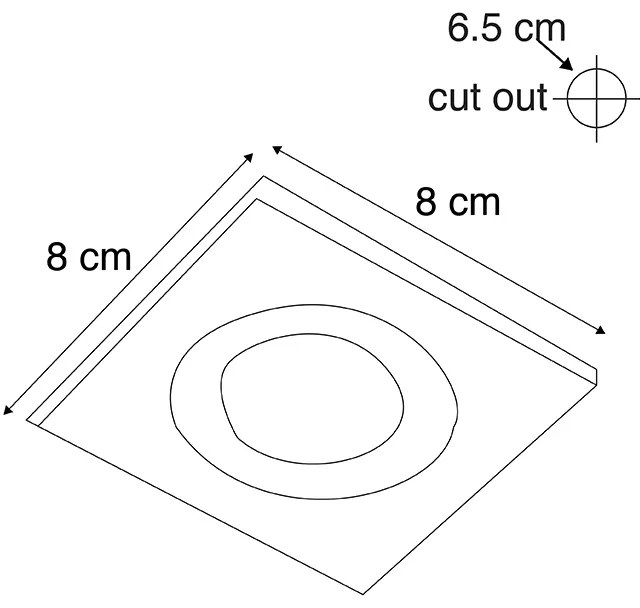 Okos süllyesztett spotlámpa fekete szögletes IP44, Wifi GU10-zel - Xena