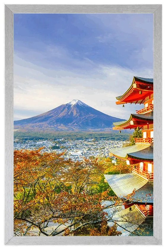 Poszter kilátással a Chureito pagodára és a Fuji-hegyre