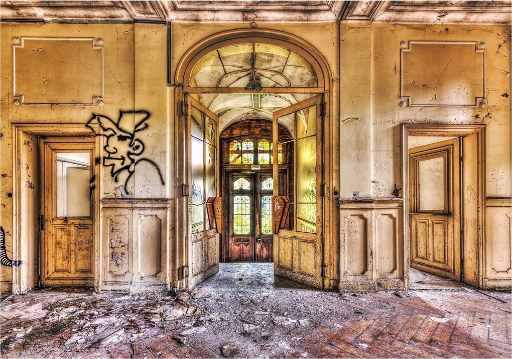 Flizelin fotótapéta Loft Ajtó Vintage Industrial Grunge 208x146 +ragasztó