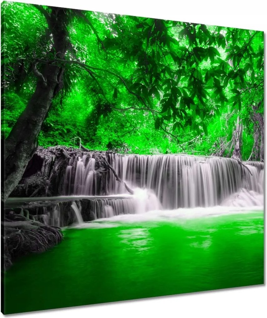Vászonkép 80x80 Zöld vízesés Kaszkád