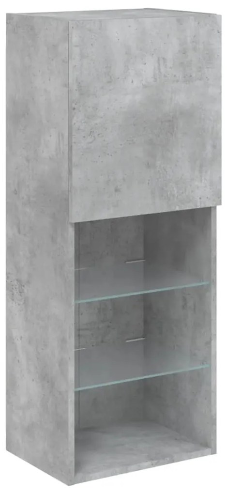 betonszürke TV-szekrény LED lámpákkal 40,5 x 30 x 102 cm