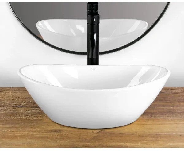 REA-U6802 - Pult tetejére szerelhető KATE mosdó 27x45 cm kerámia/fényes fehér