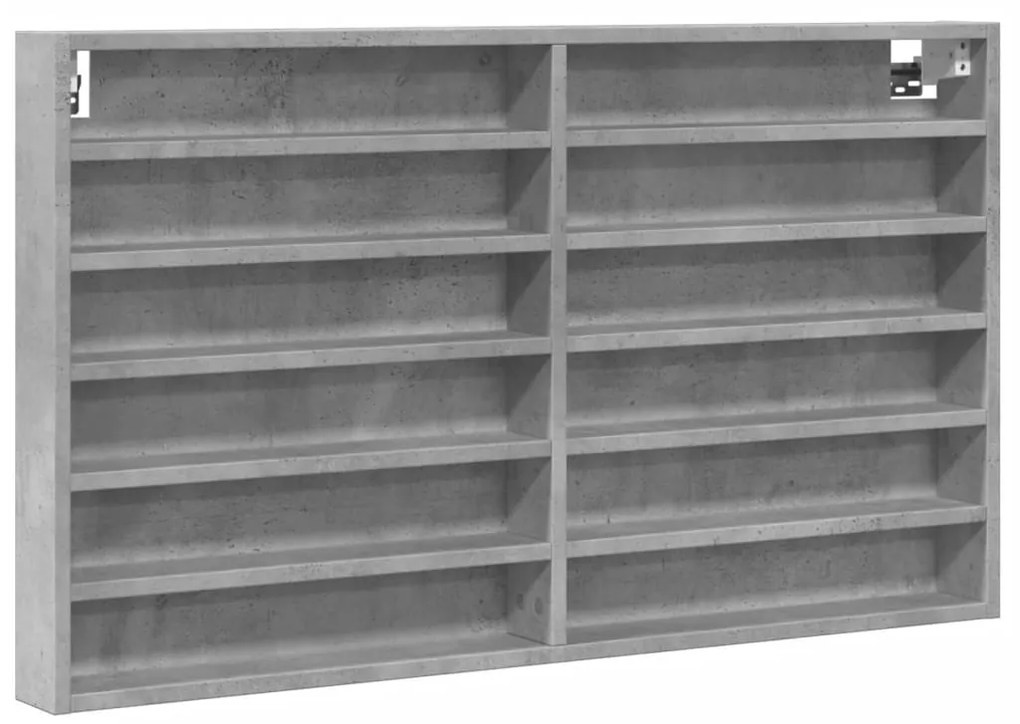 betonszürke szerelt fa vitrinszekrény 100 x 8,5 x 58 cm