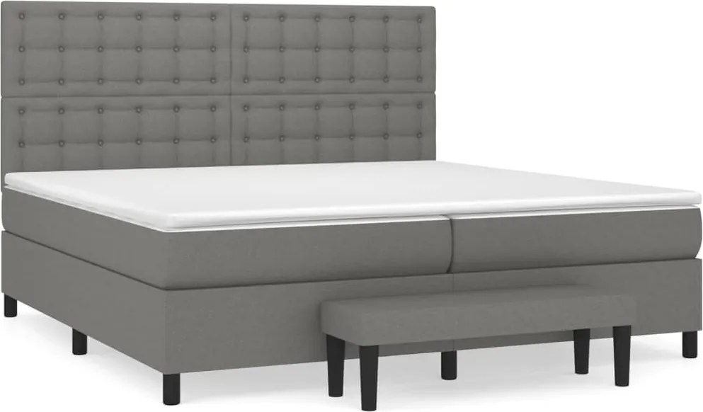 vidaXL sötétszürke szövet rugós ágy matraccal 200 x 200 cm