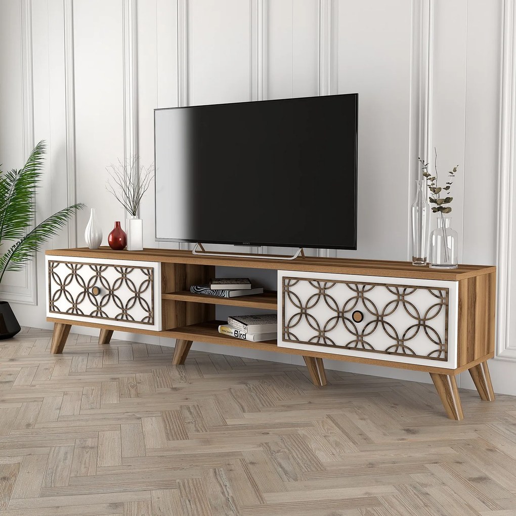 TV asztal/szekrény Clara (dió + fehér). 1071852
