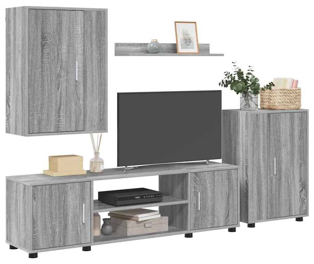 4 részes TV szekrény szett 4 pcs Szürke sonoma Faanyag