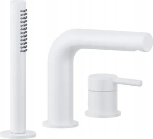 Kádtöltő Csaptelep Álló Zuhanyzóval Fehér 3 Lyukú Sárgaréz