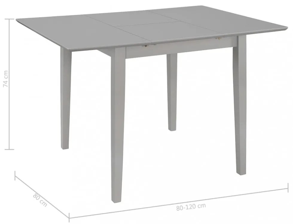 szürke kihúzható MDF étkezőasztal (80-120)x80x74 cm