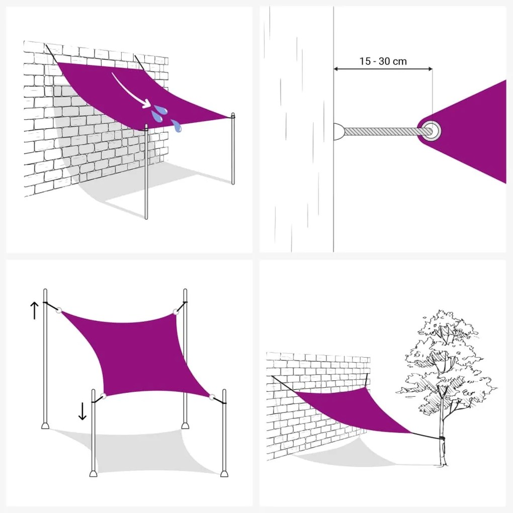 Krémszínű HDPE napvitorla 160 g/m² 3 x 3 x 3 m