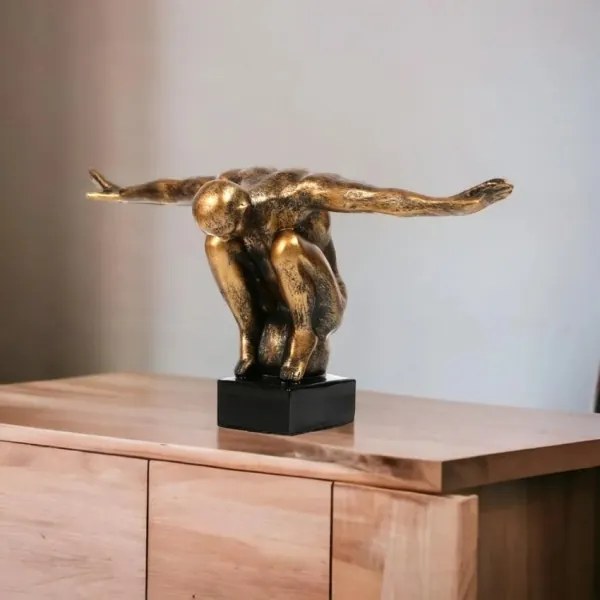 Asztaldísz 25x41x20 cm gyanta/arany patina