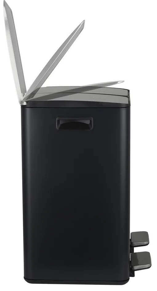 Matt fekete acél szelektív pedálos szemetes 2x20 l Aliya – Spirella