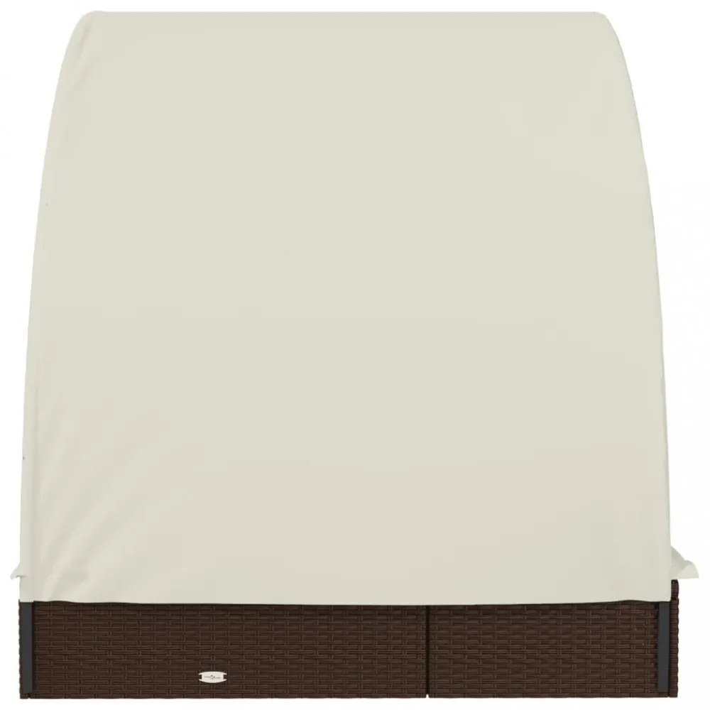 2 személyes barna polyrattan napágy kerek tetővel 211x112x140cm
