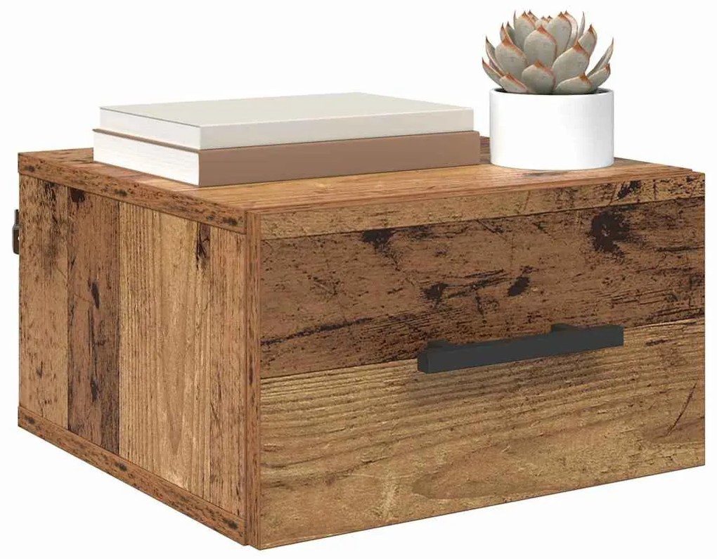 vidaXL Éjjeliszekrény Falra szerelhető Régi fa 35 x 35 x 20 cm Faanyag