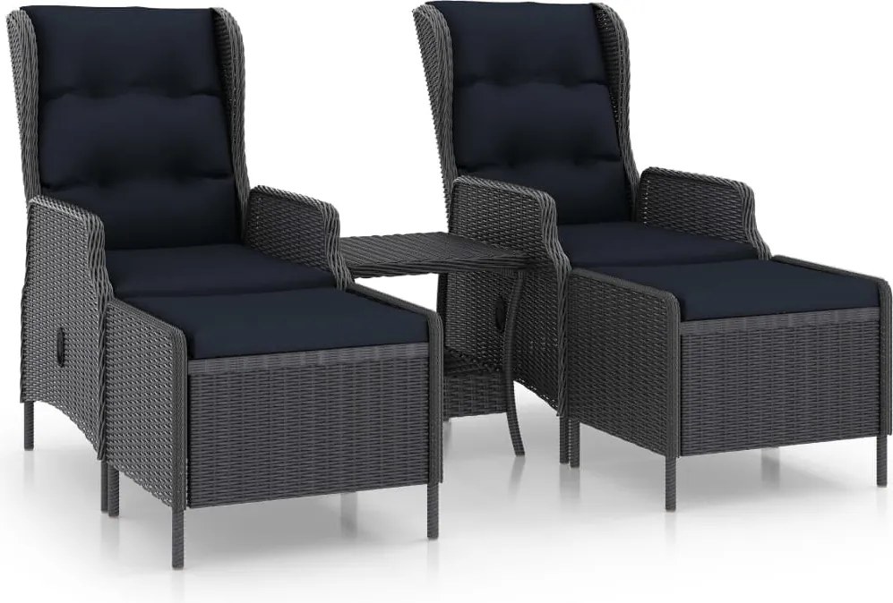 vidaXL 3 részes sötétszürke polyrattan kerti ülőgarnitúra párnákkal