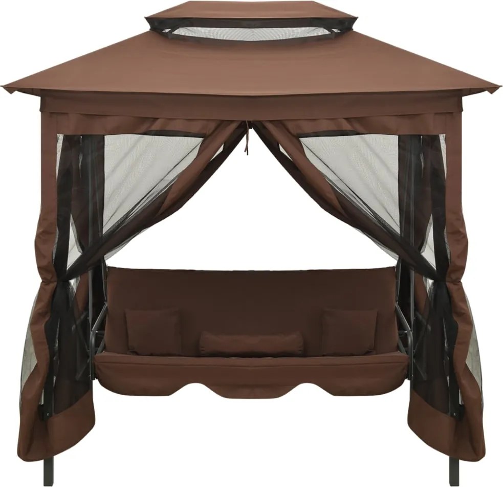 vidaXL kávébarna átalakítható pavilon hintaágy