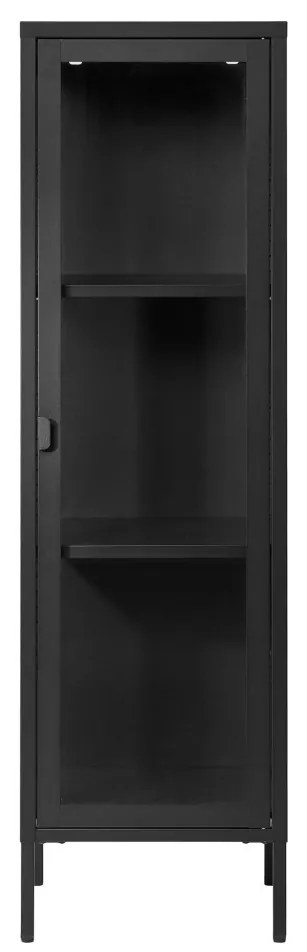 Brisbane keskeny vitrin, 1 üvegajtó, acél, fekete 40x35x140 cm