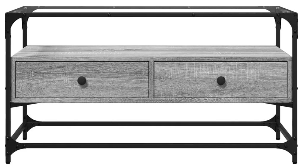 szürke sonoma szerelt fa TV-szekrény üveglappal 98 x 35 x 51 cm