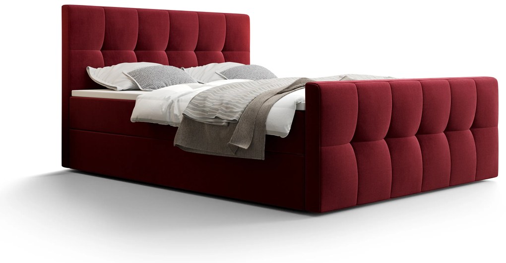 Franciaágy  Boxspring 160 cm Macheta (bordó) (matraccal és tárolóhellyel). 1046723