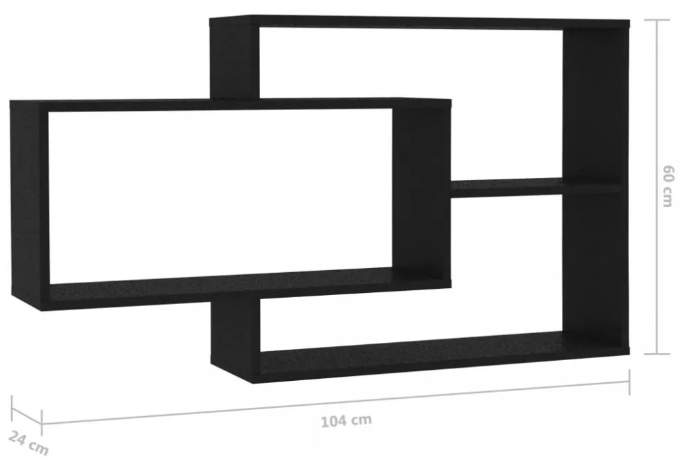 fekete szerelt fa fali polc 104 x 20 x 58,5 cm