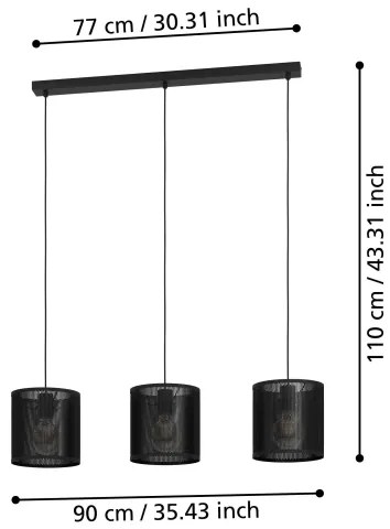 Eglo 43796 - Csillár zsinóron MANBY 3xE27/40W/230V