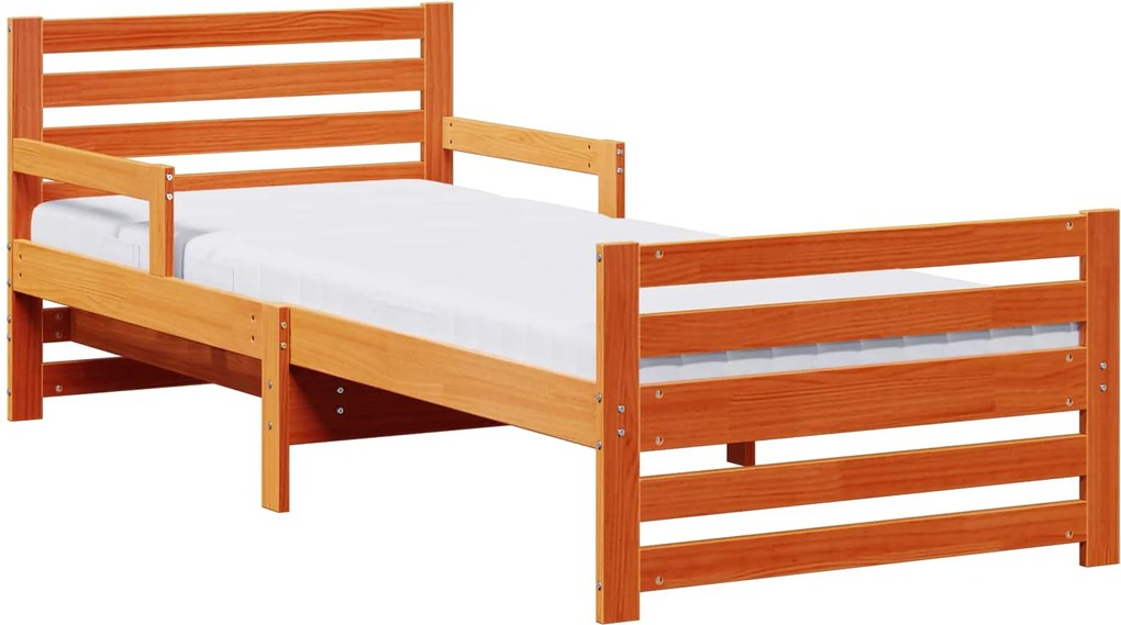vidaXL Ágykeret matracmal fejtámlával Barna 80 x 200 cm Tömör fenyőfa