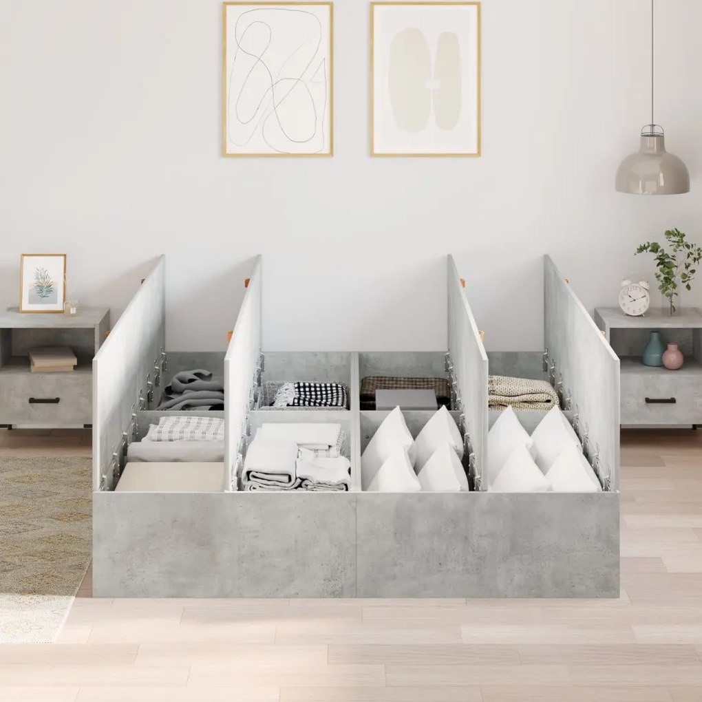 Tárolóágykeret Beton Szürke 160x200 cm