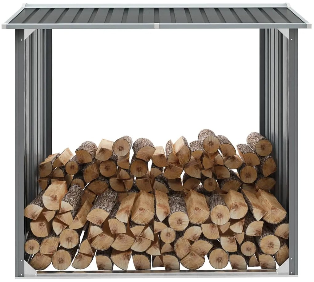 vidaXL szürke horganyzott acél kerti tűzifatároló 172 x 91 x 154 cm