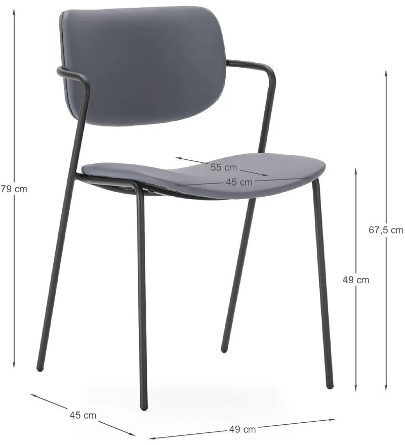 Sötétszürke étkezőszék szett 2 db-os Maika – Marckeric