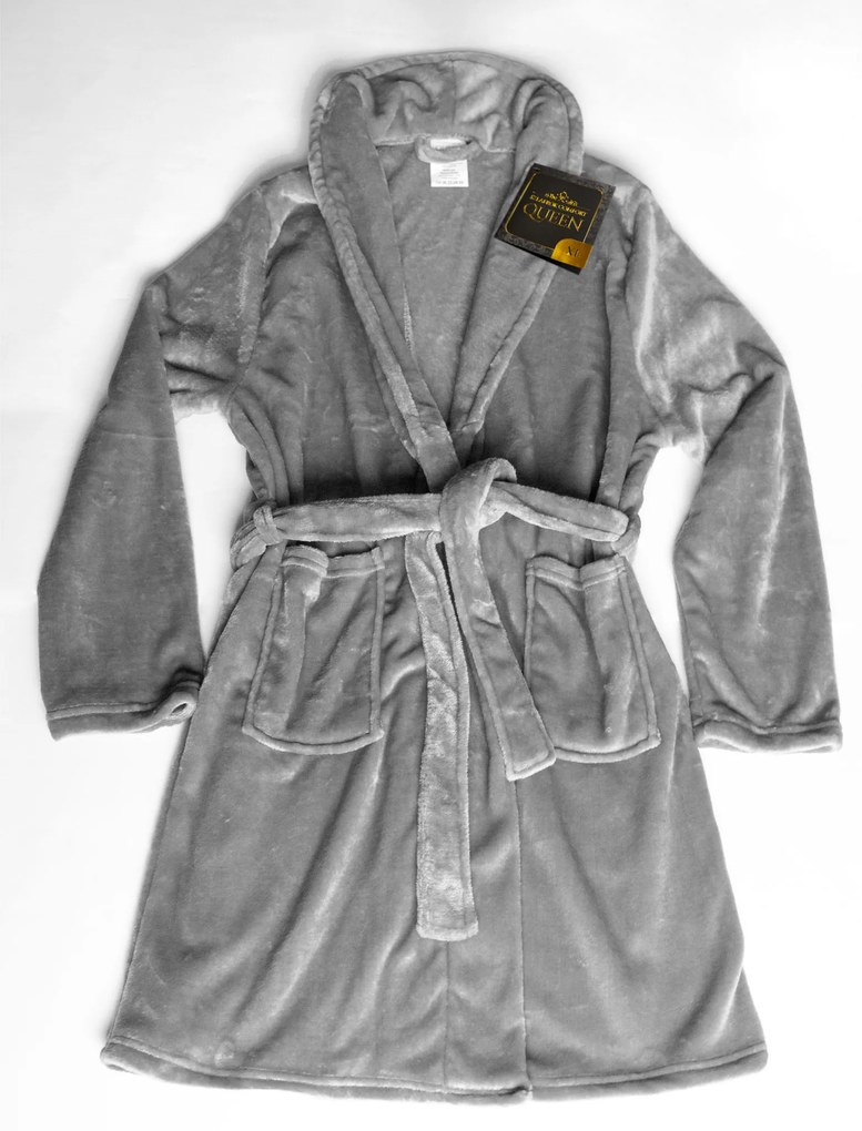 Queen szürke mikroszálas fürdőköpeny TiaHome - S
