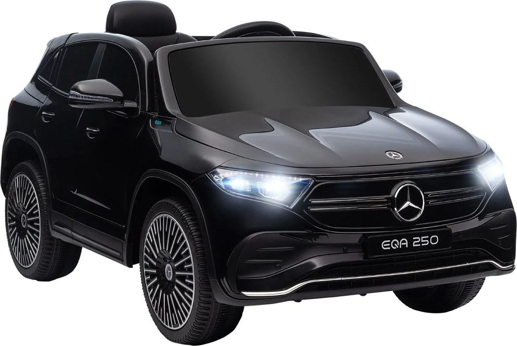 HOMCOM Elektromos Autó Gyerekeknek 12V Mercedes-Benz EQA távirányítóval, MP3 lejátszóval, Fényszórókkal, Hordozható Akkumulátorral, 3-8 km/h sebességg