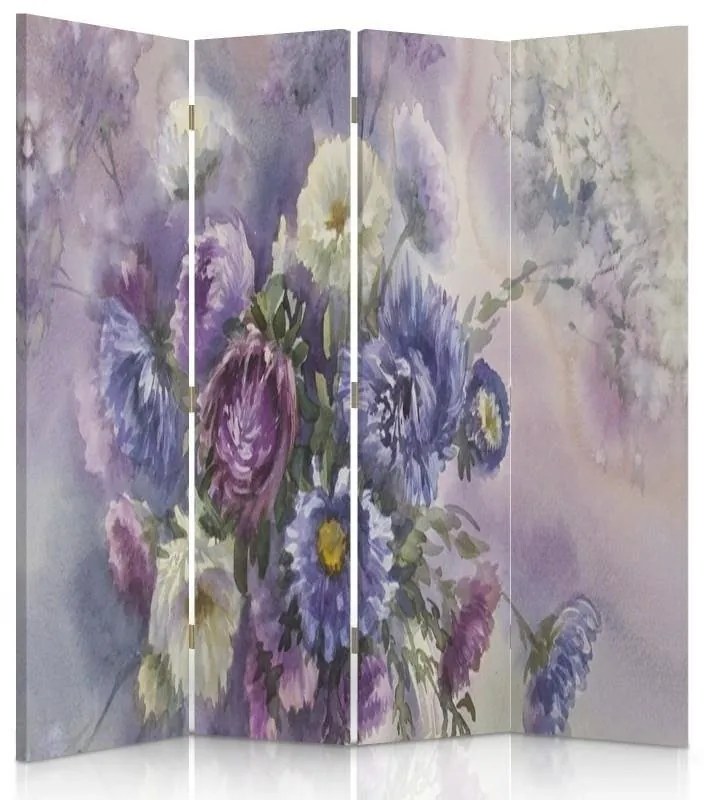 Gario Paraván Lila virágcsokorral Méret: 145 x 170 cm, Kivitelezés: Forgó paraván 360°