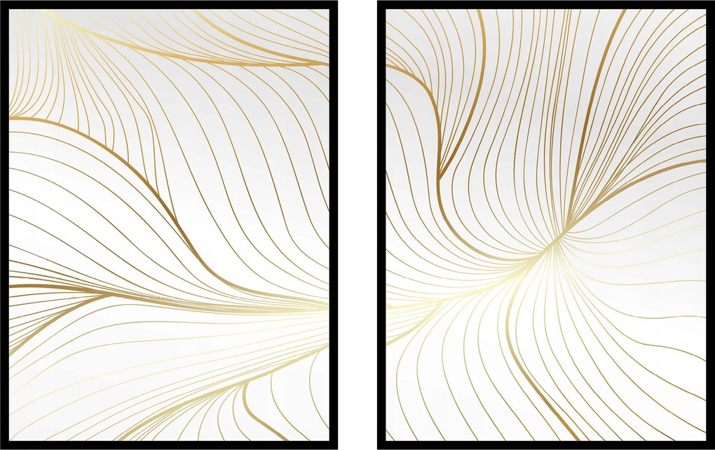Poszter absztrakt 21x30 arany csíkos diptikus 2db