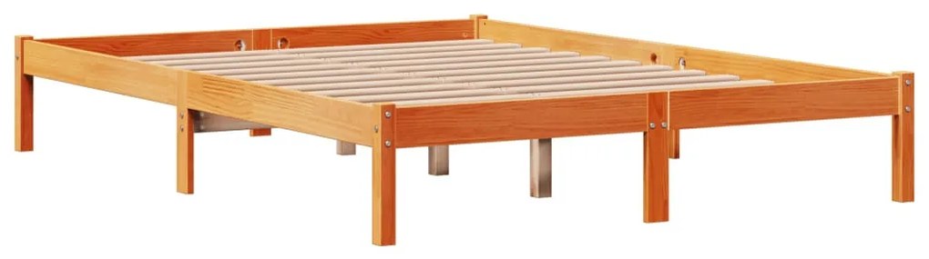 viaszbarna tömör fenyőfa ágykeret fejtámlával 120 x 200 cm