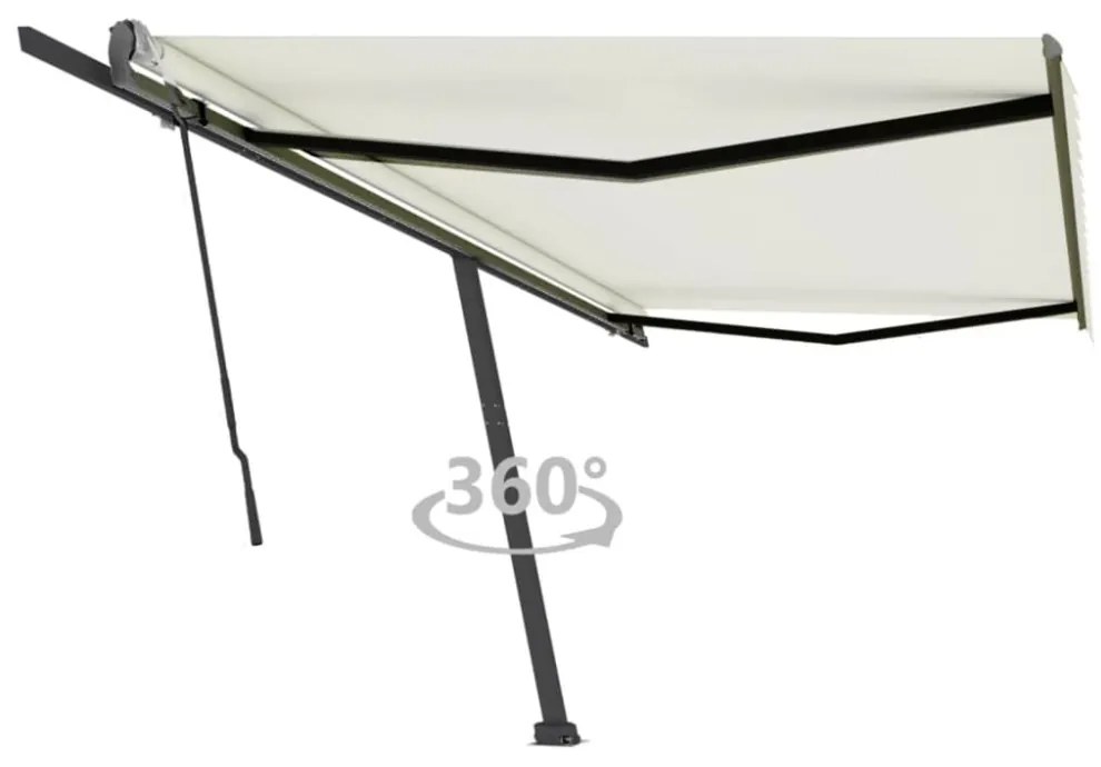 krémszínű kézzel kihúzható póznás napellenző 500 x 350 cm
