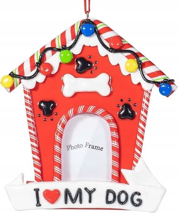 Kutya képkeret karácsonyfára akasztható 12x11 cm