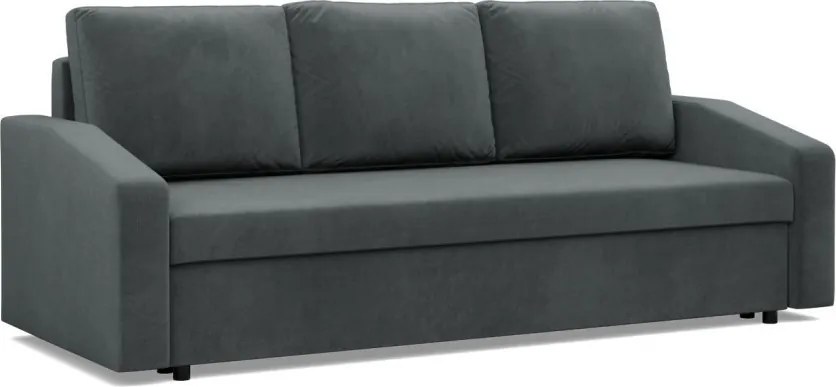 Zeus kanapéágy, bársony, bonell töltet, döntött kartámasz, szürke