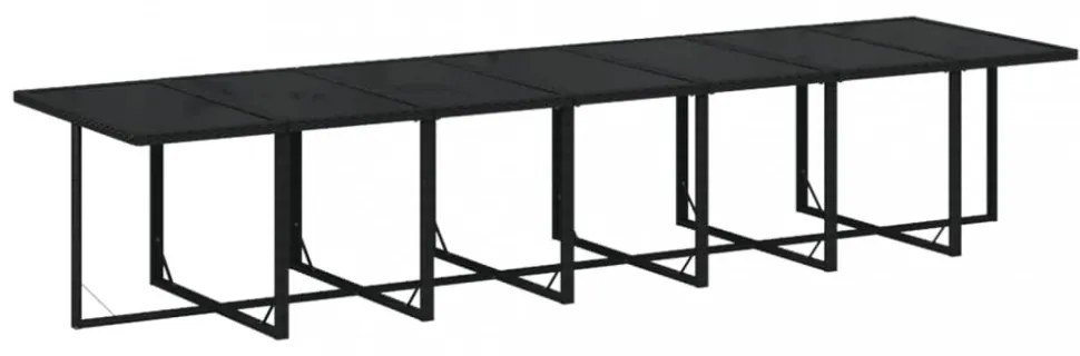 19 részes fekete polyrattan kerti étkezőgarnitúra párnákkal