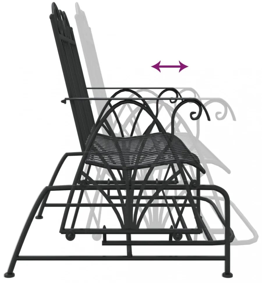 kétszemélyes fekete acél hintapad 114 cm