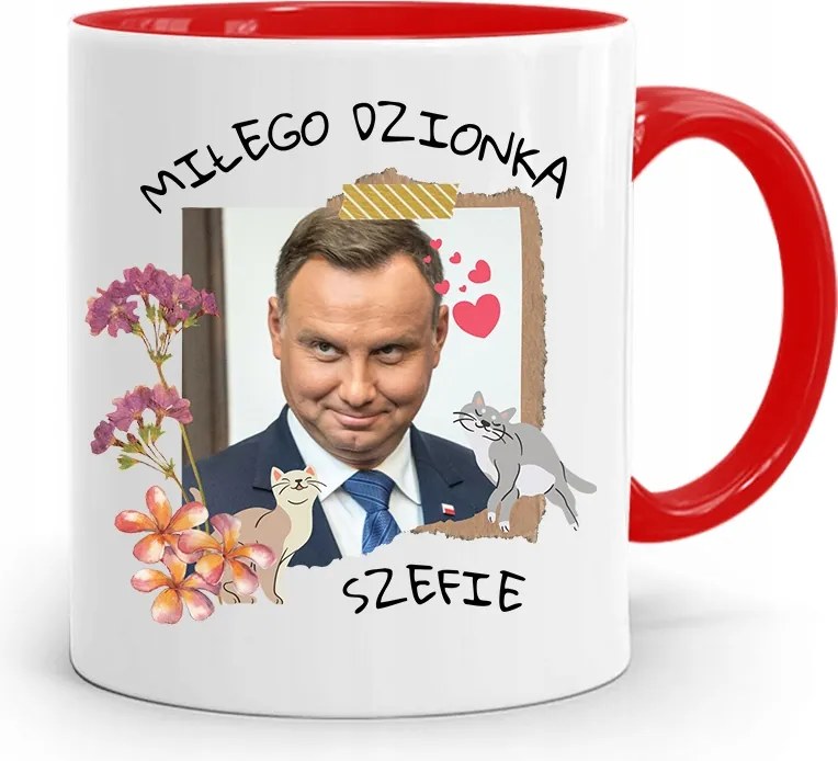 Piros Elnöki Bögre Andrzej Duda Pis Egészség felirattal