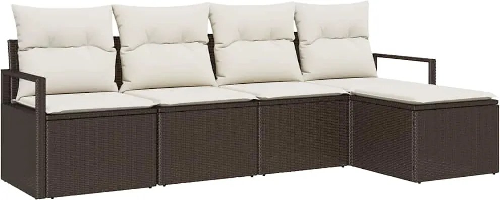 vidaXL Kanapé Szett 5 pcs Barna polirattan
