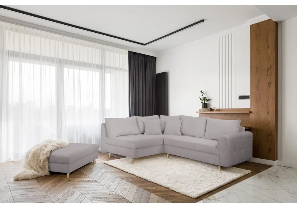 Szürke kordbársony puff Ariella – Ropez