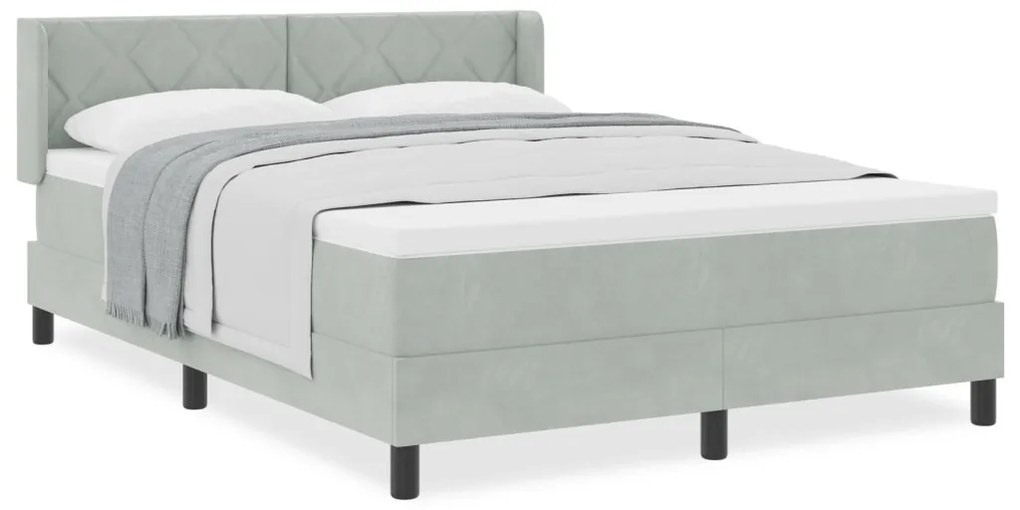 Boxspringágy Matrac Közepes Szürke 140x200 cm Bársony