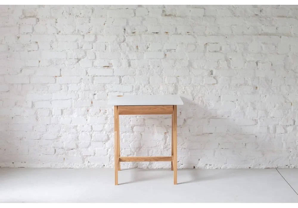 Luka fehér íróasztal kőrisfa lábakkal, hossz 65 cm - Ragaba