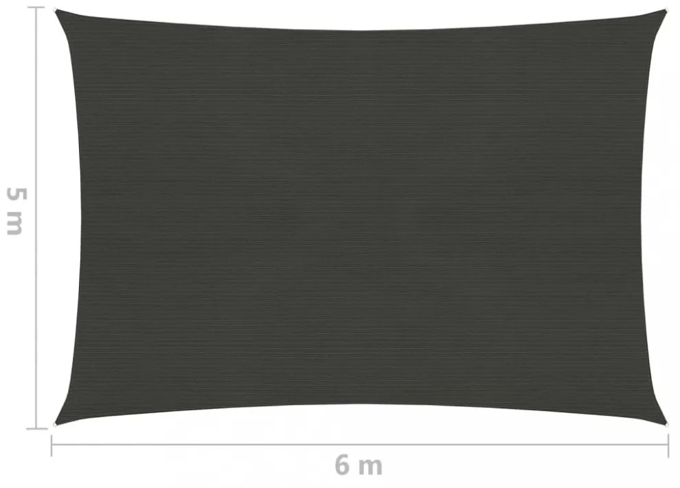 antracitszürke HDPE napvitorla 160 g/m² 5 x 6 m