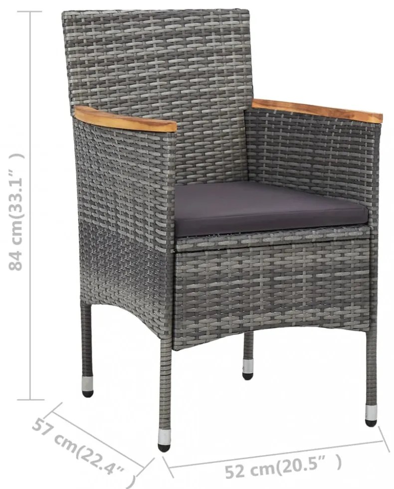 vidaXL 11 részes szürke polyrattan kerti étkezőgarnitúra