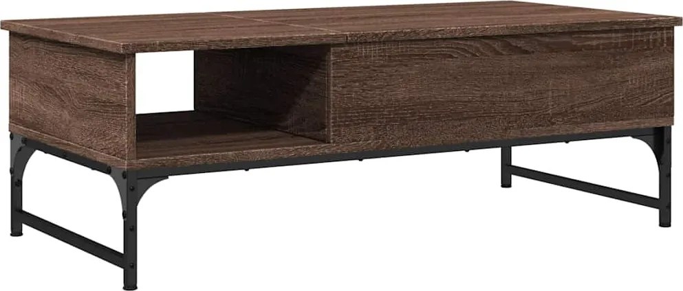 vidaXL barna tölgy színű szerelt fa és fém dohányzóasztal 100x50x35 cm